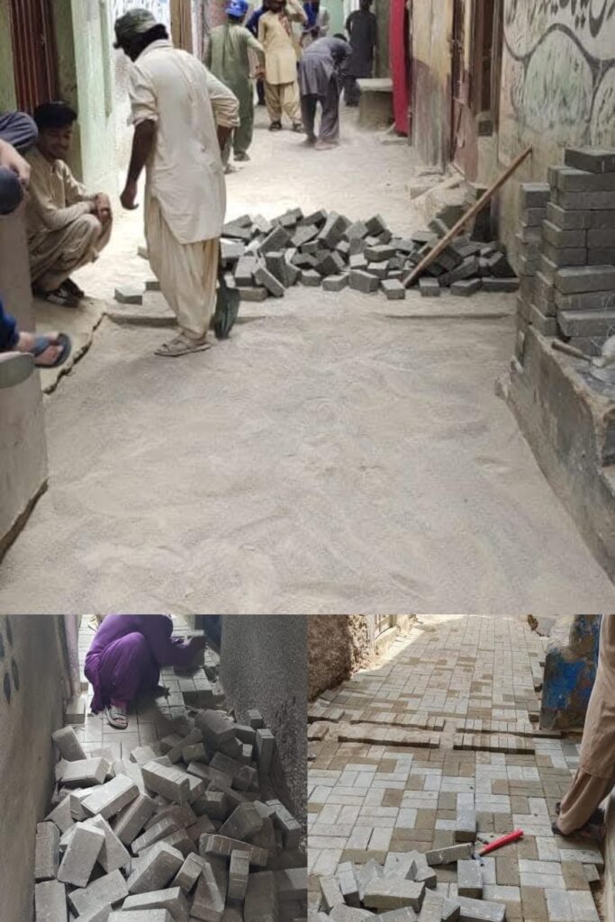 Installation of paver blocks in moinabad